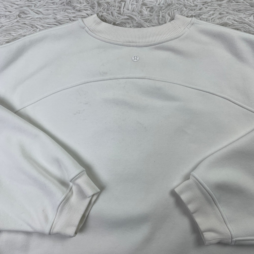 Lululemon Sweater Womens Large White Softstreme Perfectly Oversized Cropped Crew - Picture 4 of 8